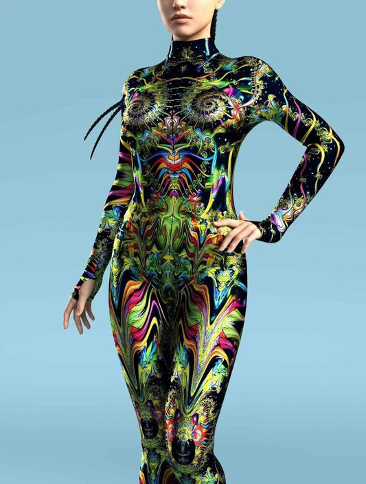  Vibrant Rainbow Print Jumpsuit Front Zip Toyland EU -  ToylandEU™