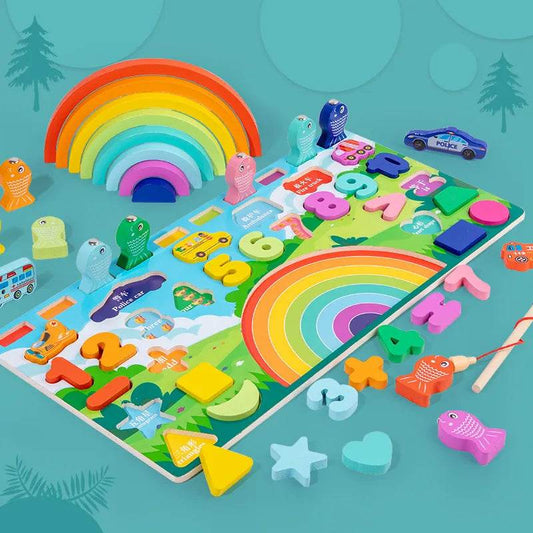 Vibrant Rainbow Wooden Learning Toy Set for Kids' Development - ToylandEU
