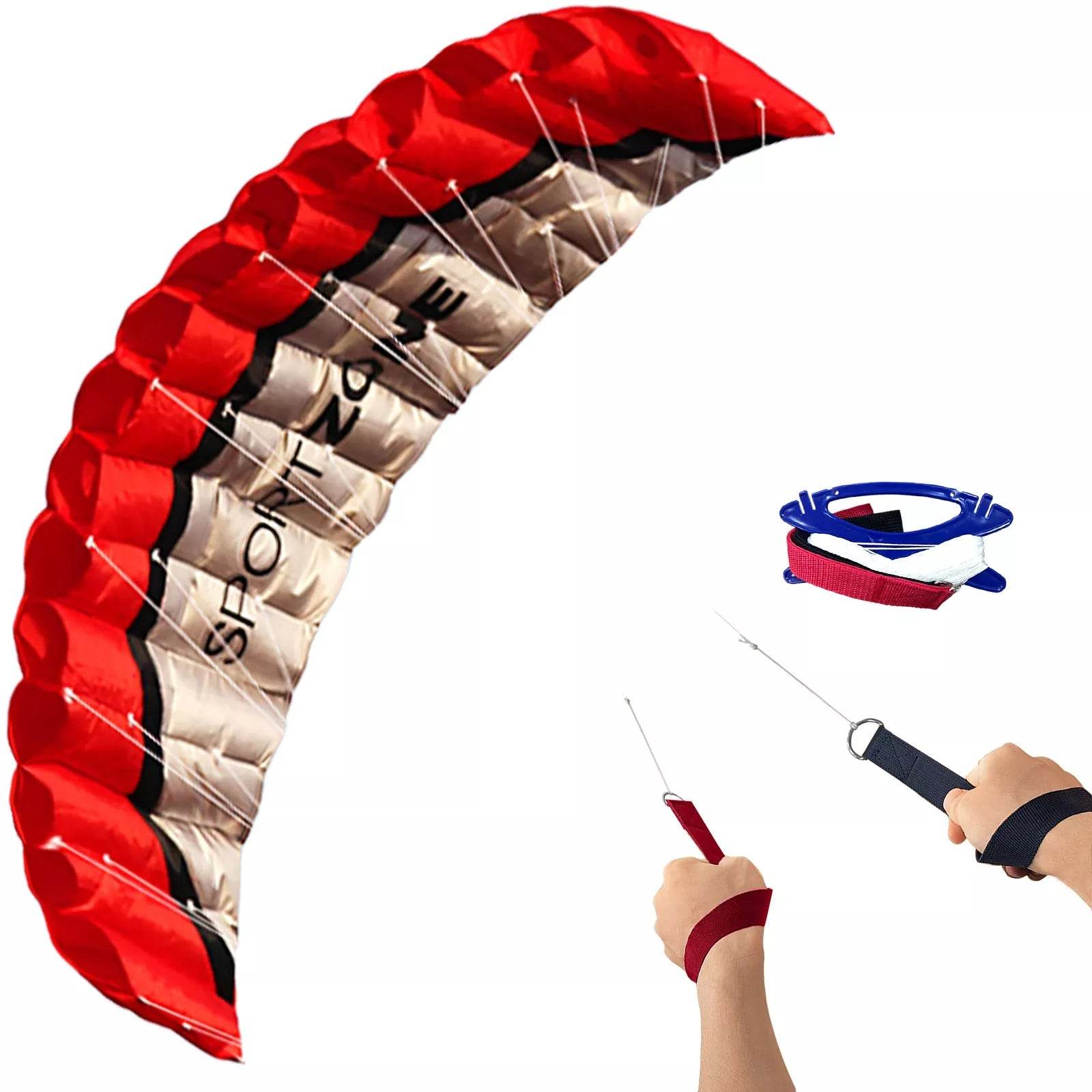 Vibrant Red Dual Line Parafoil Kite Kit with Essential Flying Gear - ToylandEU