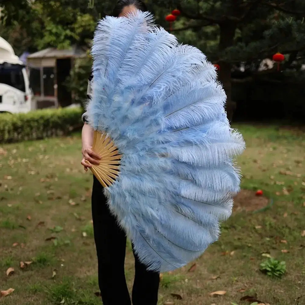 Vibrant Red Ostrich Feather Handheld Fan For Runway Shows - ToylandEU