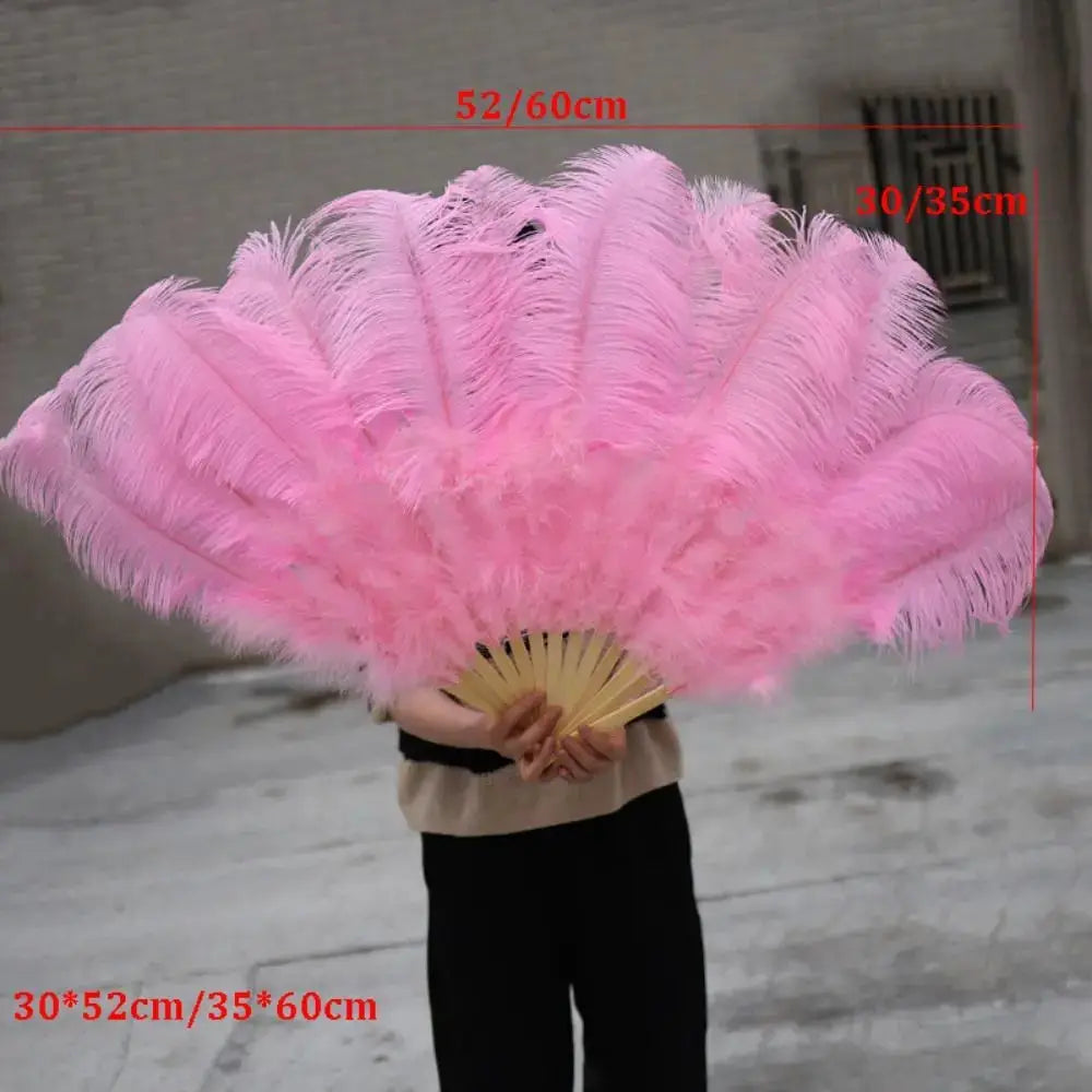 Vibrant Red Ostrich Feather Handheld Fan For Runway Shows - ToylandEU