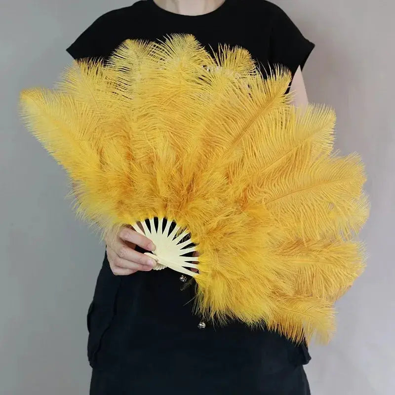 Vibrant Red Ostrich Feather Handheld Fan For Runway Shows - ToylandEU