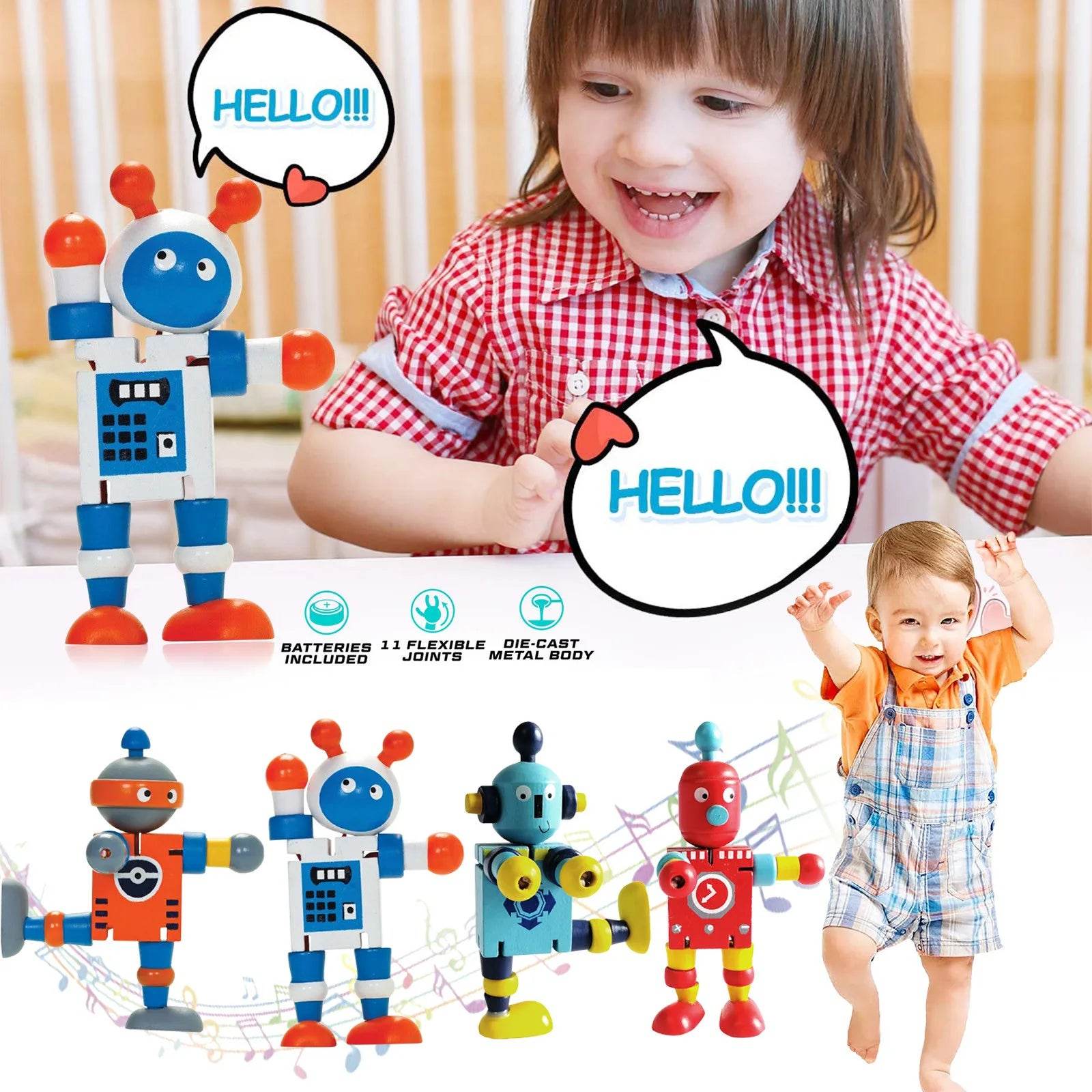 Vibrant Wooden Adaptable Robot Toy - Fun Learning for Kids - ToylandEU