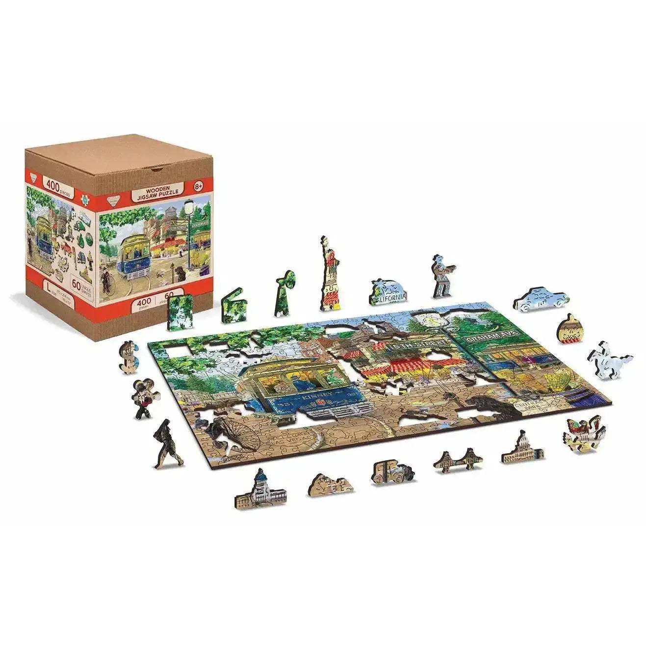Victorian Street Wood Jigsaw Puzzle Eco Friendly Double Sided - ToylandEU