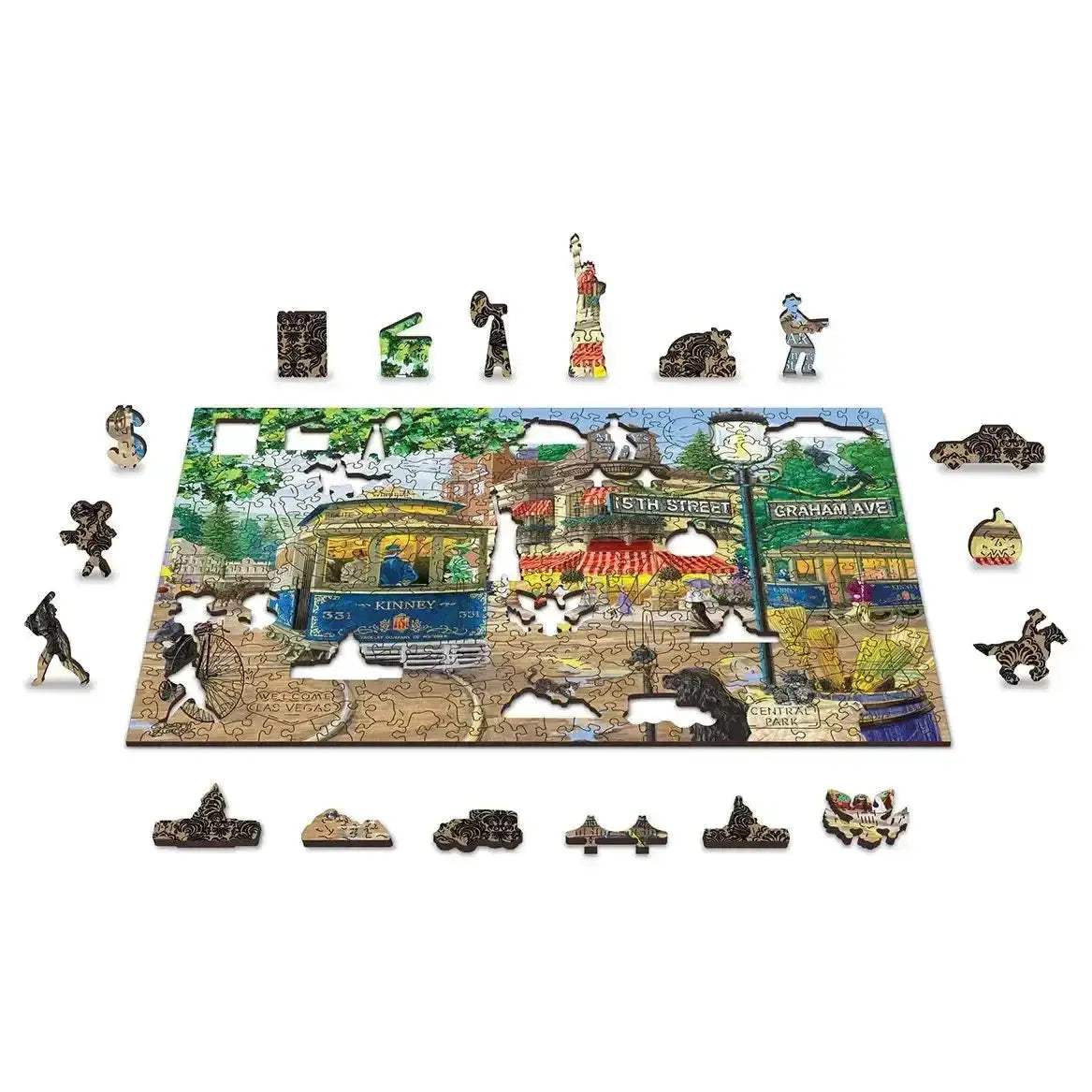 Victorian Street Wood Jigsaw Puzzle Eco Friendly Double Sided - ToylandEU