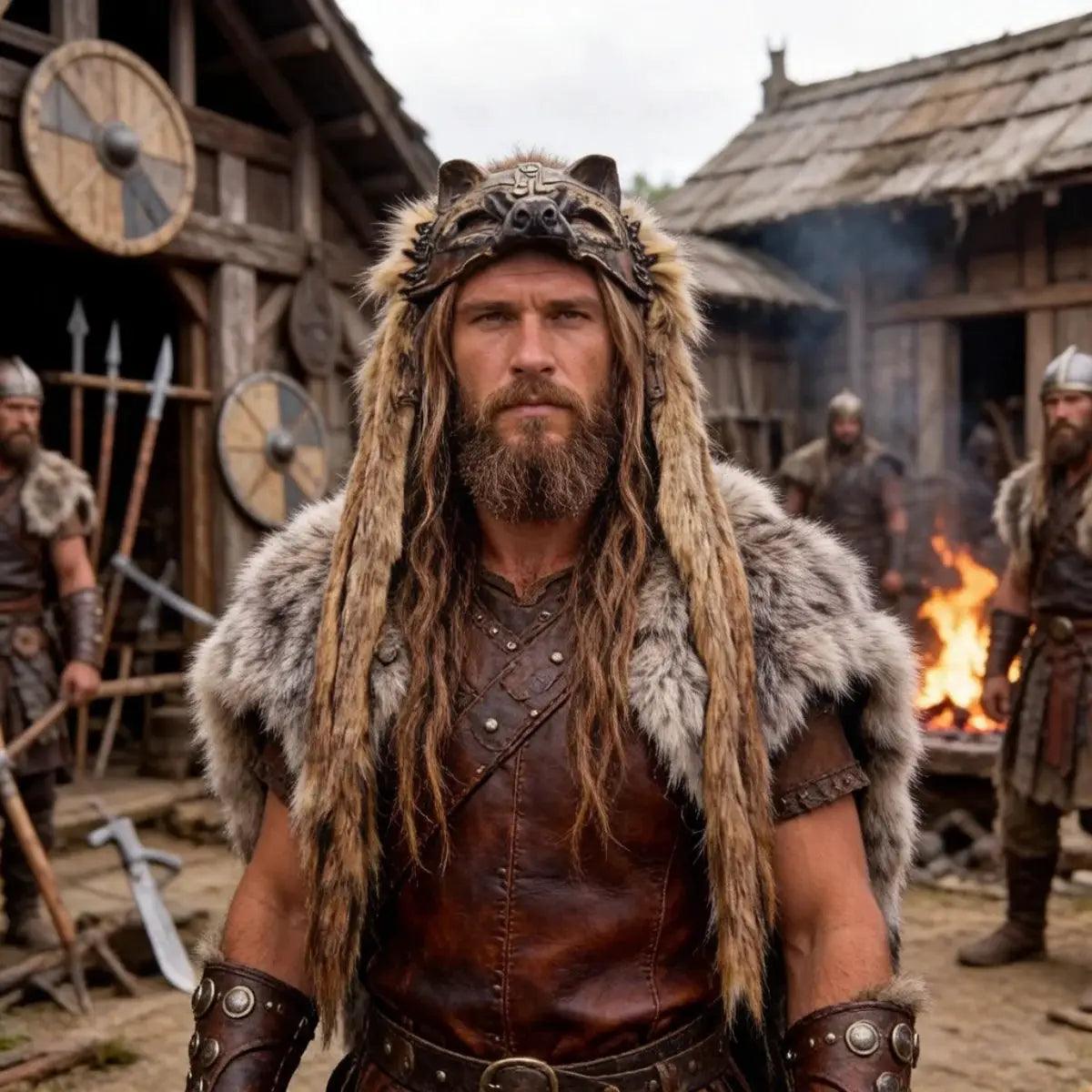 Viking Headdress Unisex Wolf Mask Cosplay Faux Fur -  ToylandEU™