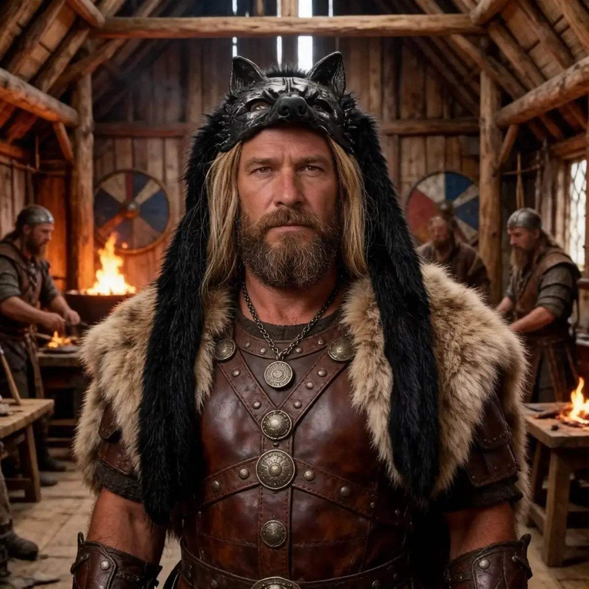 Viking Headdress Unisex Wolf Mask Cosplay Faux Fur -  ToylandEU™
