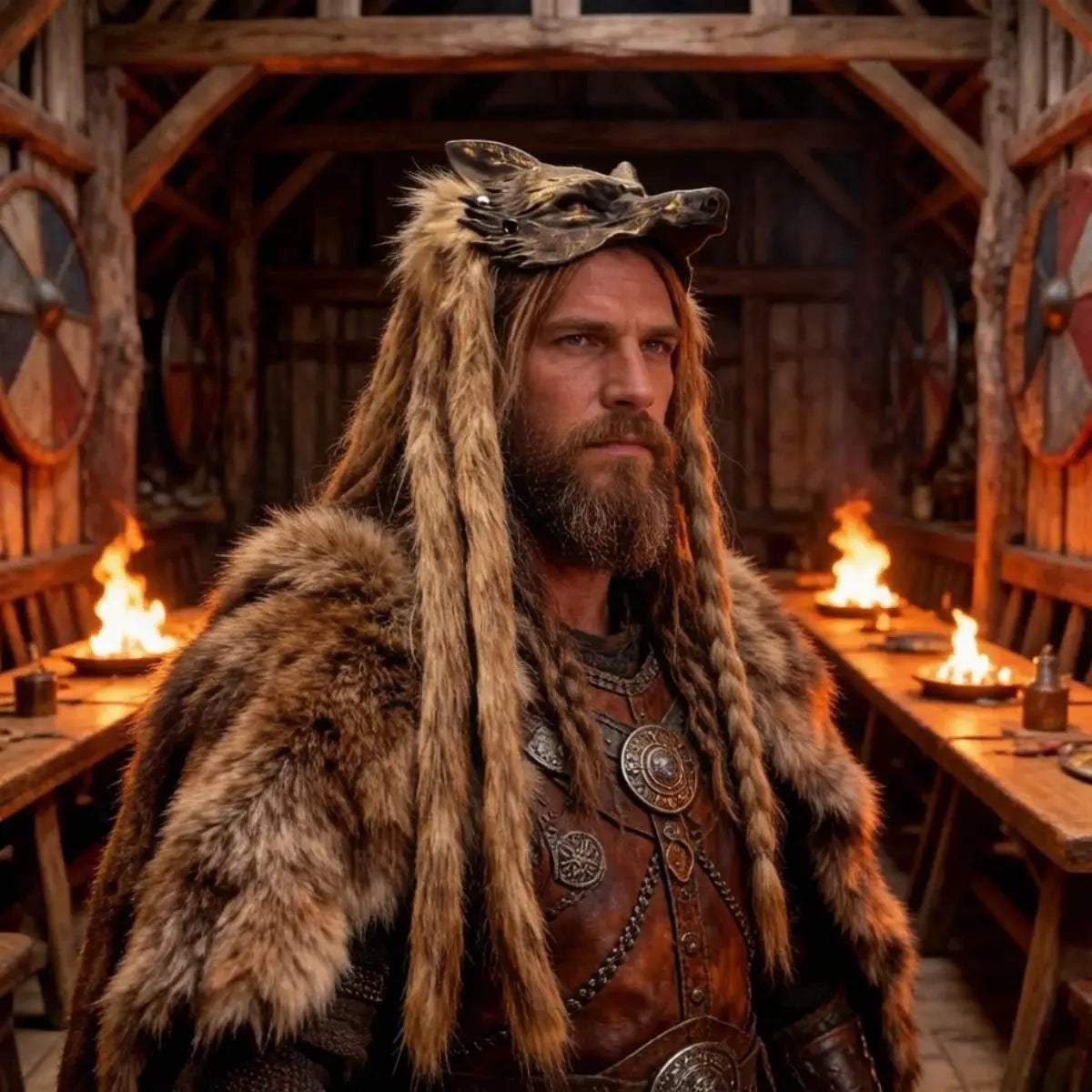  Viking Headdress Unisex Wolf Mask Cosplay Faux Fur -  ToylandEU™