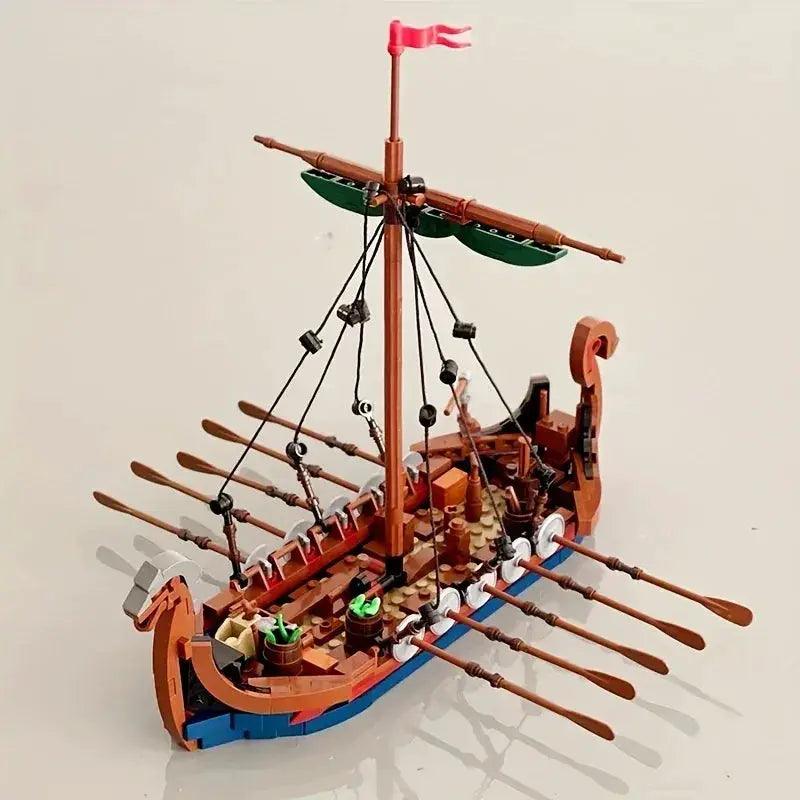 Viking Ship Building Blocks Self Locking Bricks Kids -  ToylandEU™