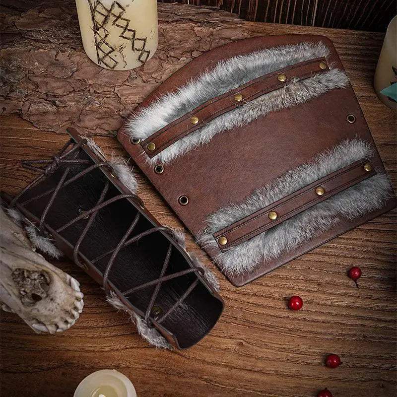 Viking Style Arm Gauntlets Faux Leather Bracer For Larp - ToylandEU