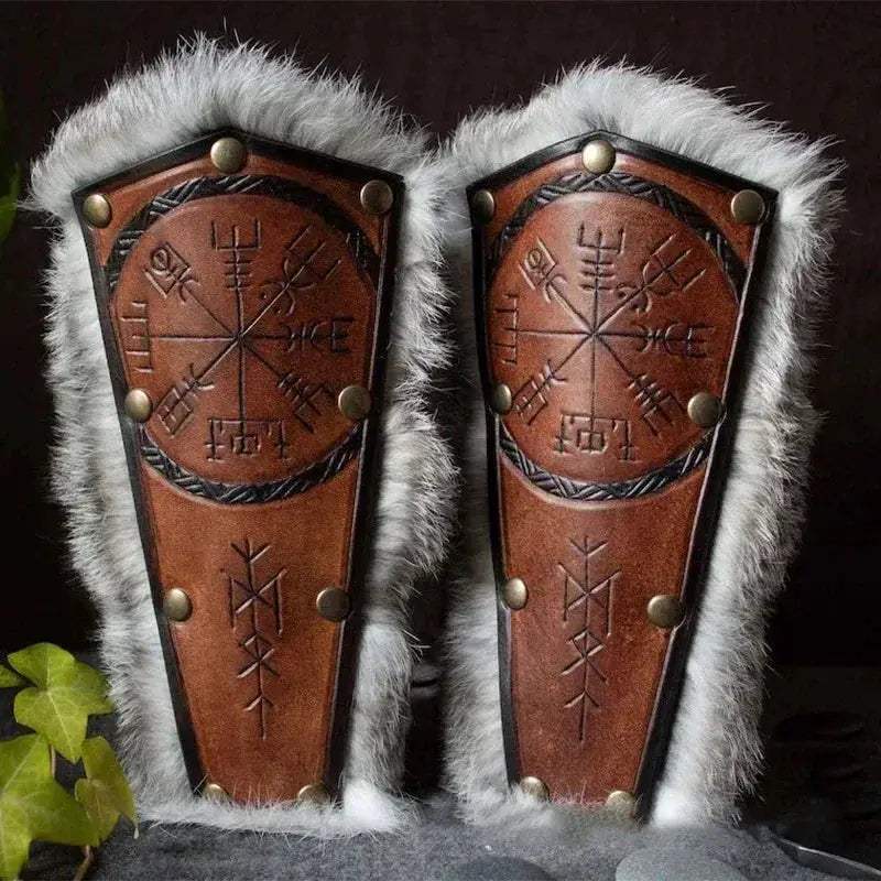 Viking Style Arm Gauntlets Faux Leather Bracer For Larp - ToylandEU