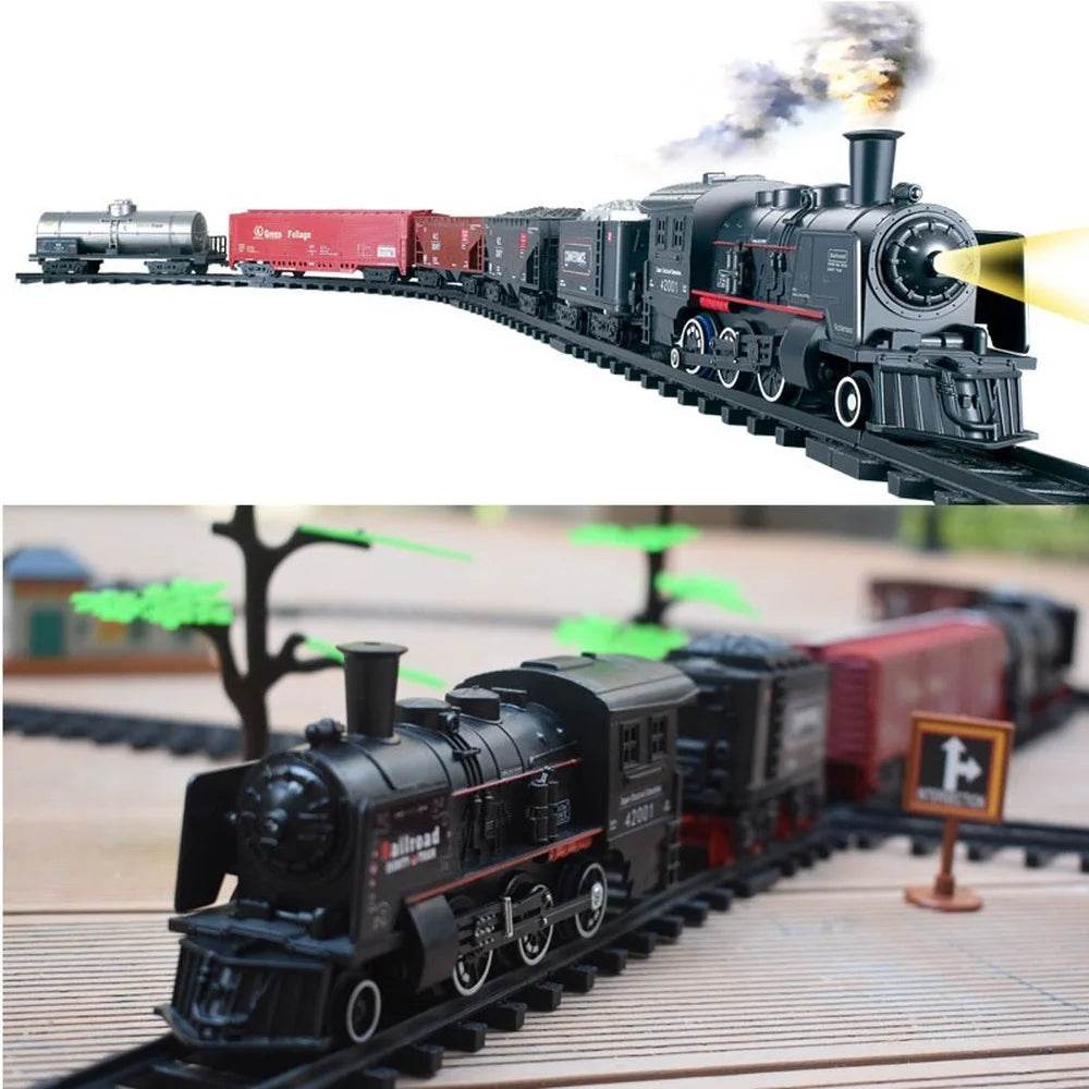 Vintage Electric Smoke Steam Train Toy with Realistic Track Experience - ToylandEU