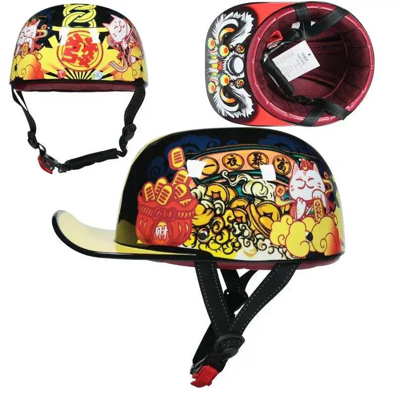 Vintage Half Face Motorcycle Helmet Dot Certified Unisex - ToylandEU