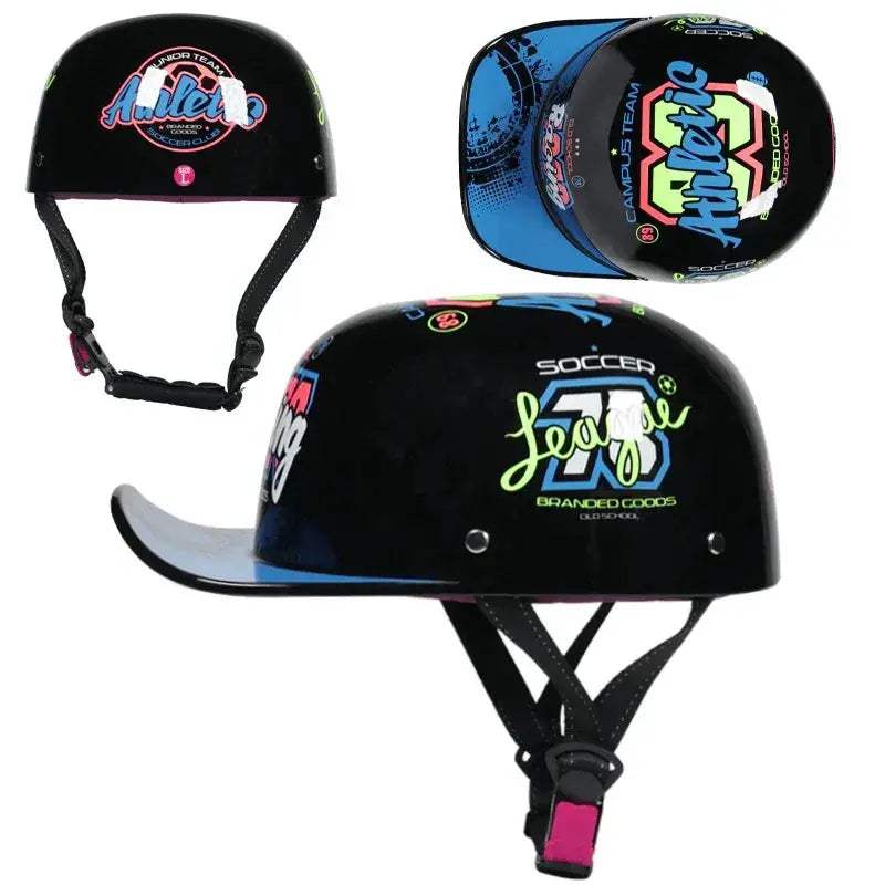 Vintage Half Face Motorcycle Helmet Dot Certified Unisex - ToylandEU