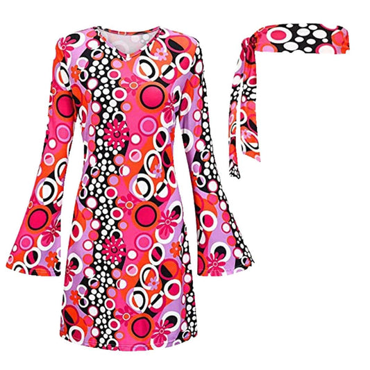 Vintage Hippie Costume For Women With Headband 1970s Style - ToylandEU