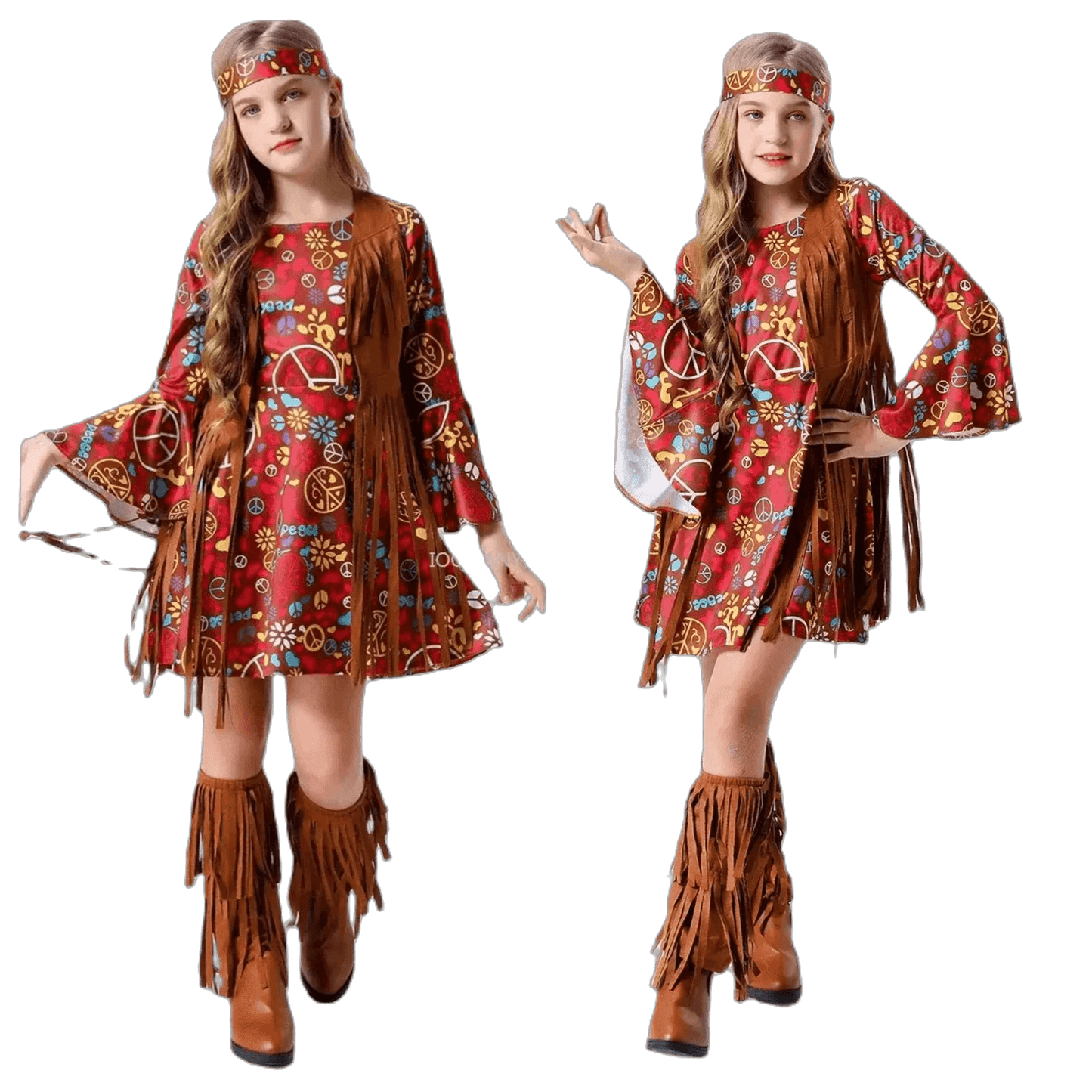  Vintage-Inspired Kids' Hippie Costume Set - Perfect for Halloween, Festivals & Fancy Dress Parties -  ToylandEU™