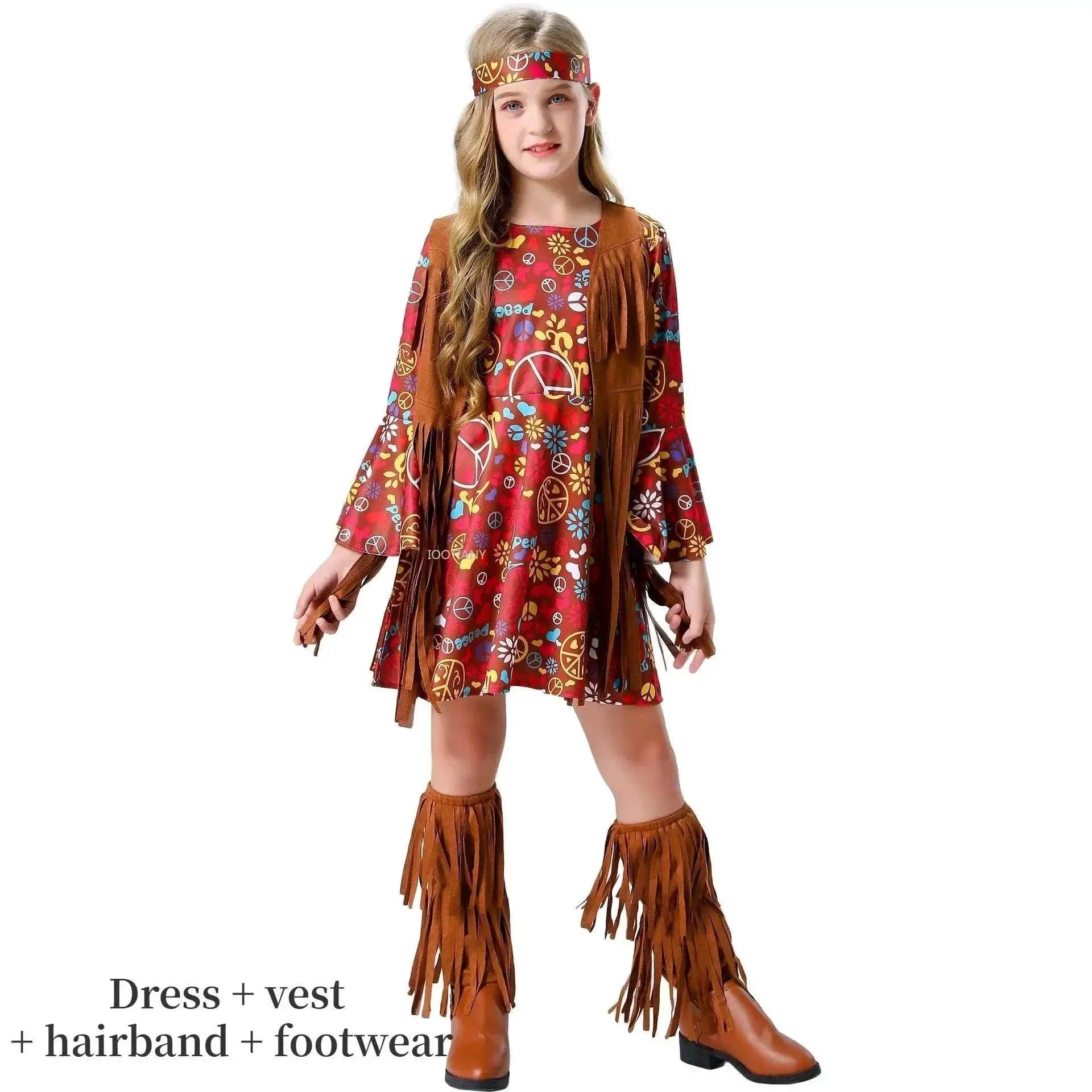  Vintage-Inspired Kids' Hippie Costume Set - Perfect for Halloween, Festivals & Fancy Dress Parties -  ToylandEU™