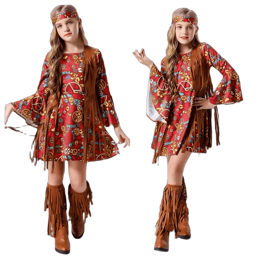 Vintage-Inspired Kids' Hippie Costume Set - Perfect for Halloween, Festivals & Fancy Dress Parties - ToylandEU
