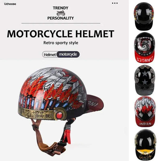  Vintage Open Face Motorcycle Helmet for Adults Summer -  ToylandEU™