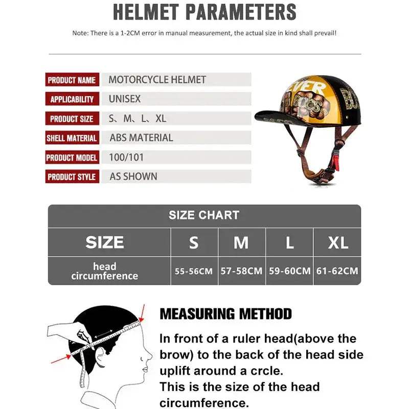 Vintage Open Face Motorcycle Helmet For Adults Summer - ToylandEU