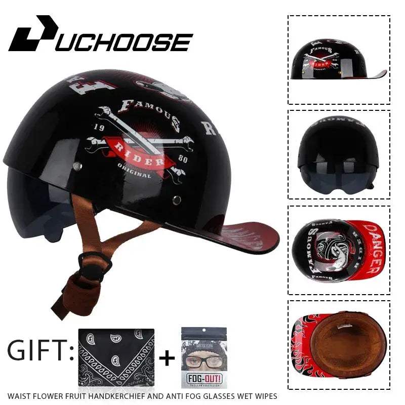 Vintage Open Face Motorcycle Helmet For Adults Summer - ToylandEU
