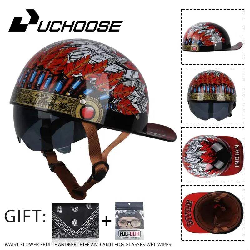 Vintage Open Face Motorcycle Helmet For Adults Summer - ToylandEU