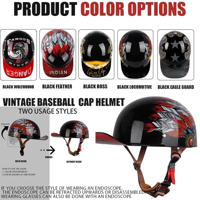  Vintage Open Face Motorcycle Helmet for Adults Summer -  ToylandEU™