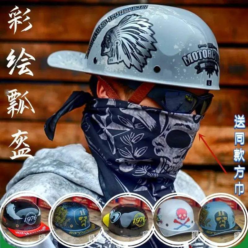 Vintage Retro Motorcycle Half Helmet DOT Approved Unisex - ToylandEU