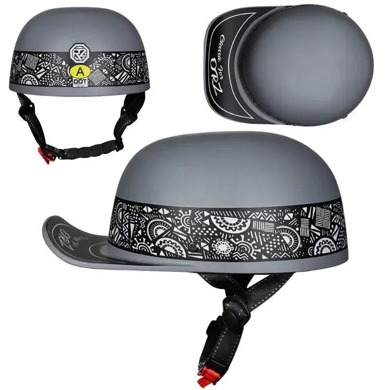 Vintage Retro Motorcycle Half Helmet DOT Approved Unisex - ToylandEU