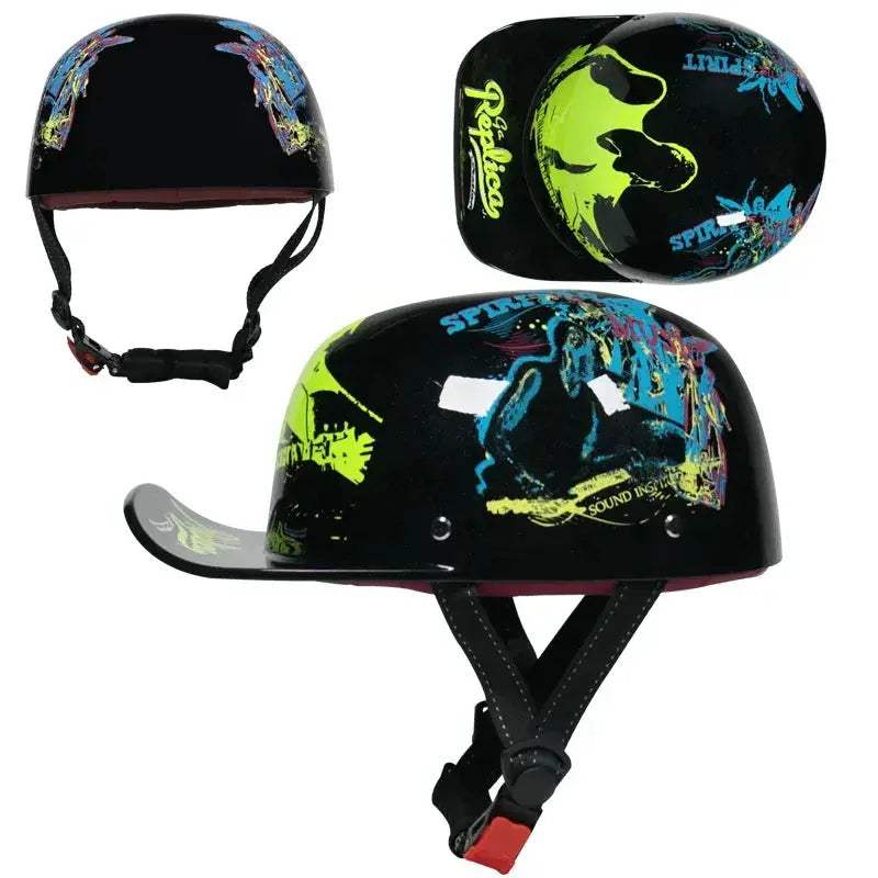 Vintage Retro Motorcycle Half Helmet DOT Approved Unisex - ToylandEU