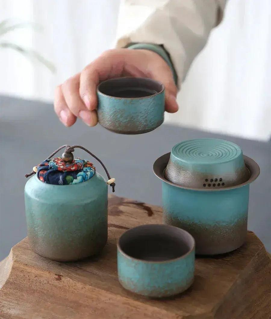  Vintage Spring Green Pottery Tea Set Handcrafted -  ToylandEU™