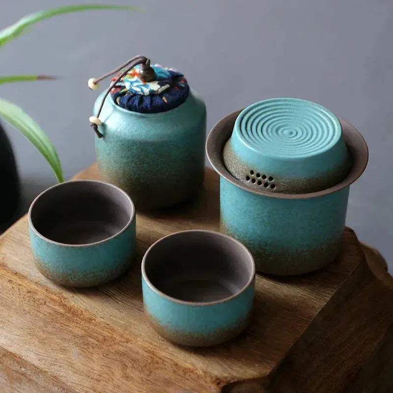  Vintage Spring Green Pottery Tea Set Handcrafted -  ToylandEU™