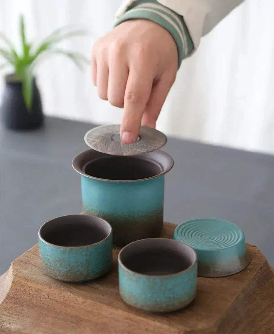 Vintage Spring Green Pottery Tea Set Handcrafted -  ToylandEU™