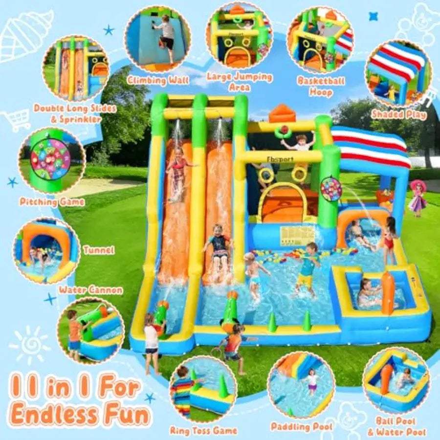  Vinyl Inflatable Bounce House Water Slide Durable Backyard -  ToylandEU™