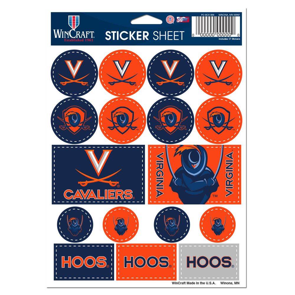 Virginia Cavaliers Decal Sheet 5x7 Vinyl Sticker Pack - ToylandEU