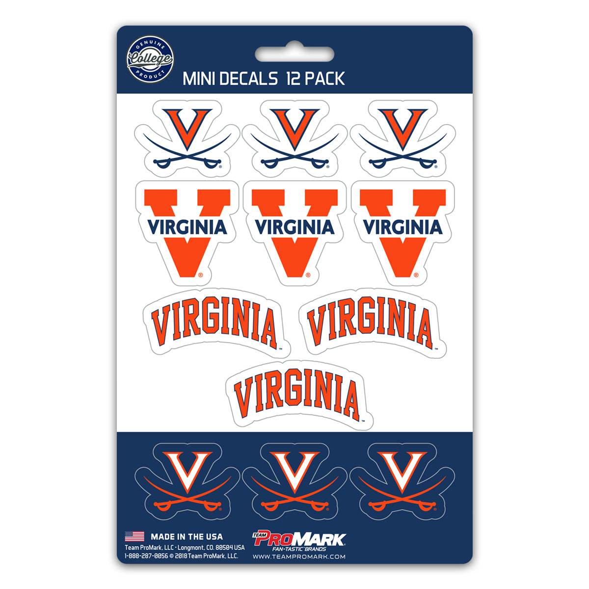 Virginia Cavaliers Mini Decal Set 12 Pack by Team Promark - ToylandEU