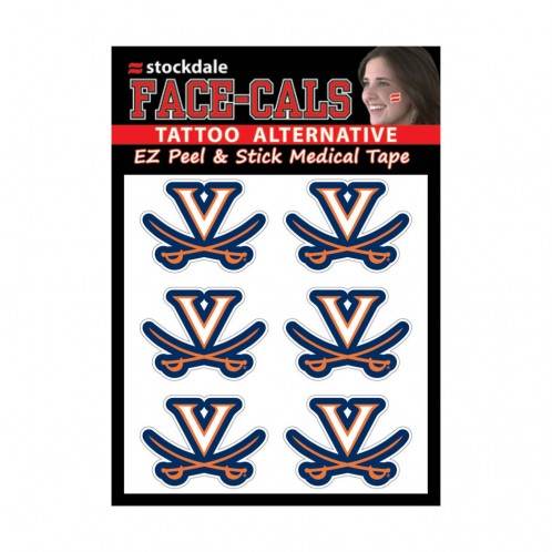 Virginia Cavaliers Tattoo Face Decals Waterless Peel Stick - ToylandEU