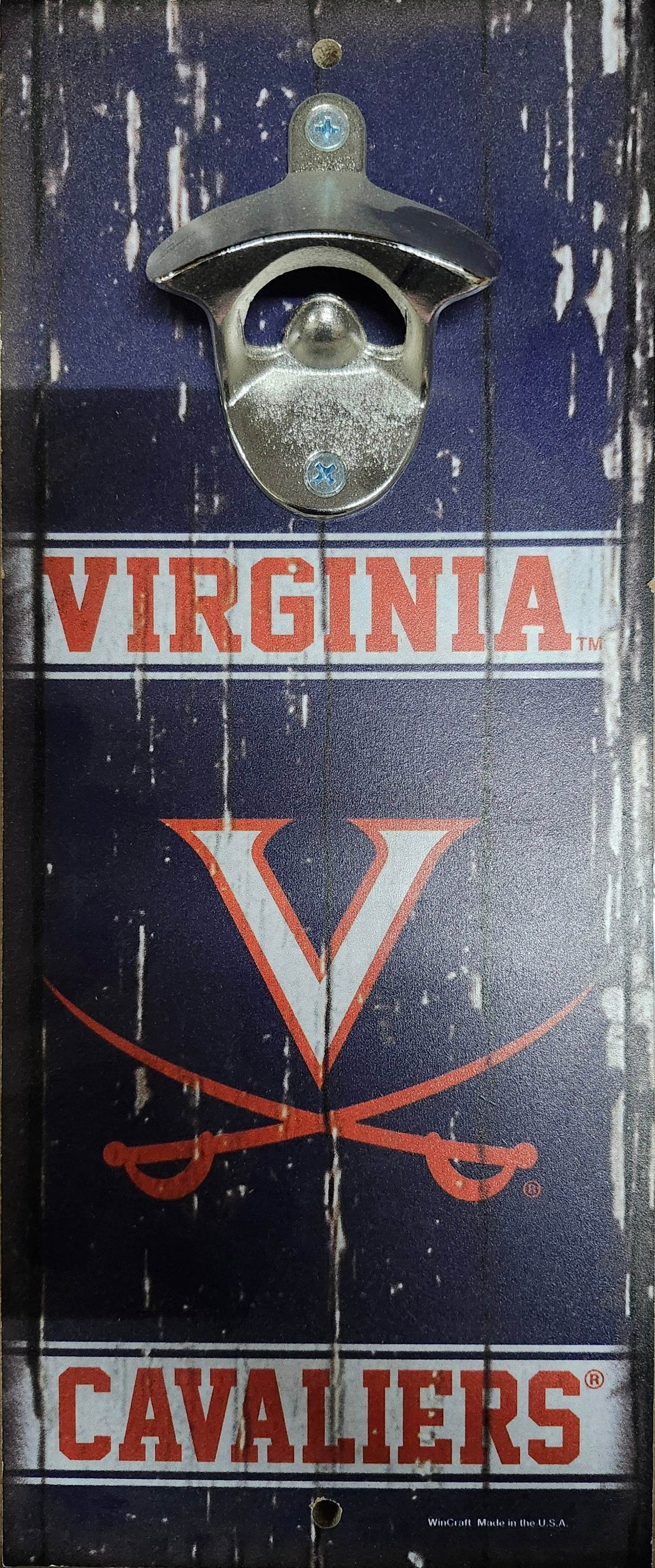 Virginia Cavaliers Wood Sign Bottle Opener 5x11 Wall Decor - ToylandEU