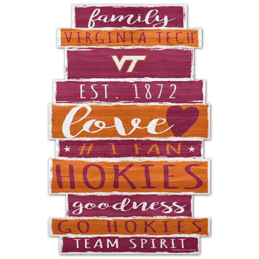 Virginia Tech Hokies 11x17 Wood Family Word Sign Est Date - ToylandEU