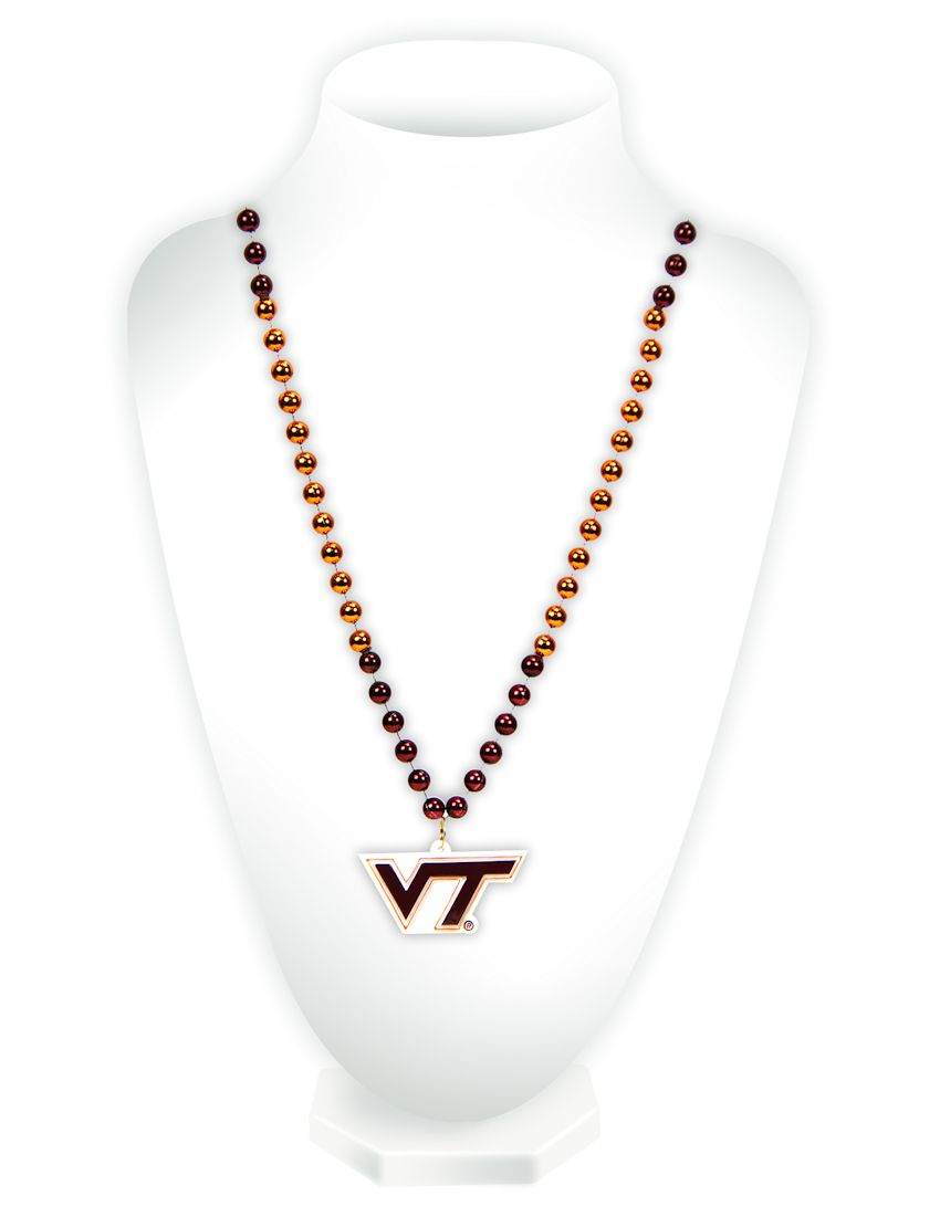 Virginia Tech Hokies Beads With Medallion Mardi Gras Style - ToylandEU