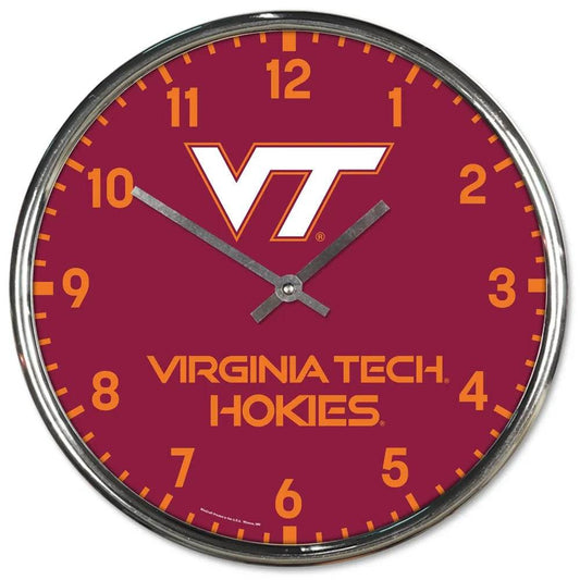 Virginia Tech Hokies Chrome Round Wall Clock 12 Inch - ToylandEU