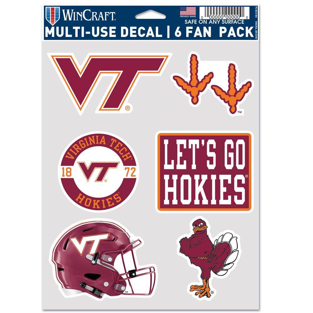 Virginia Tech Hokies Fan Pack Multi Use Decals 6 Pack - ToylandEU