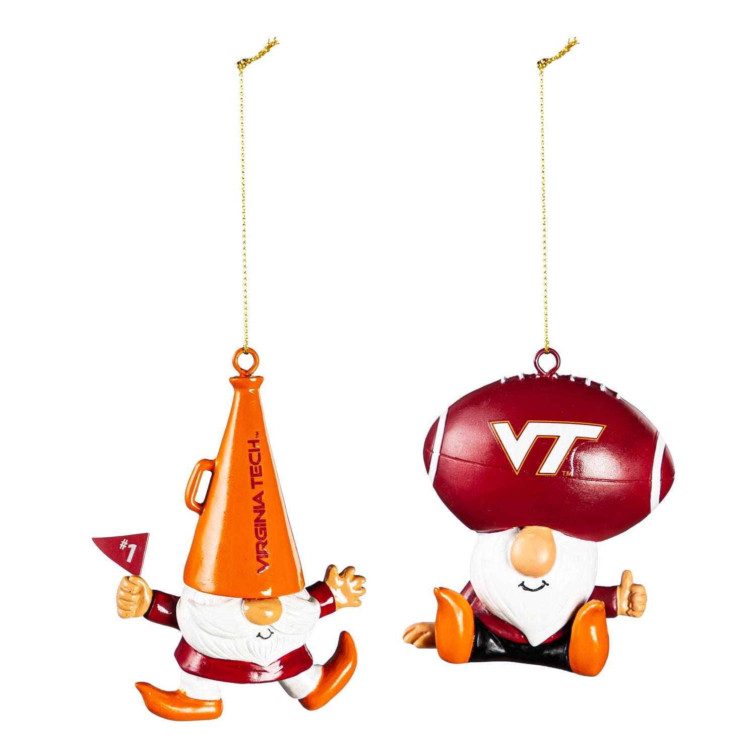 Virginia Tech Hokies Ornament Gnome Fans 2 Pack Poly Resin - ToylandEU