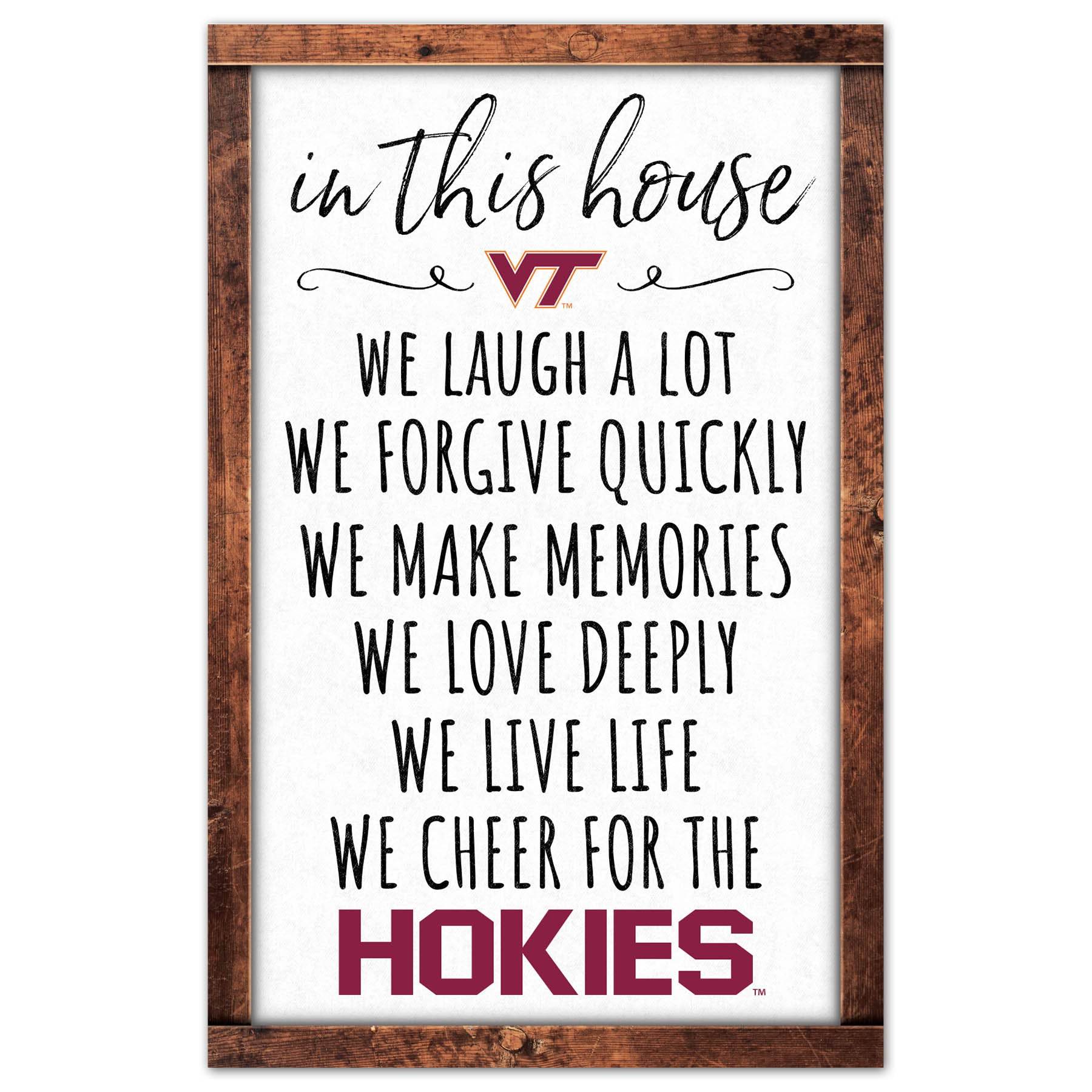 Virginia Tech Hokies Sign 11x17 Wood Wall Art In This House - ToylandEU