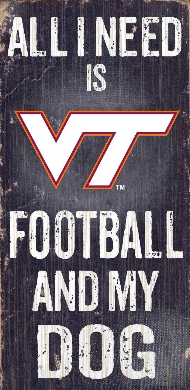 Virginia Tech Hokies Sign Wood 6x12 Football Dog Design - ToylandEU