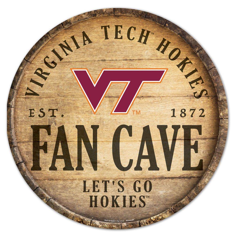 Virginia Tech Hokies Wood Round Sign 14 Inch Barrel Top - ToylandEU
