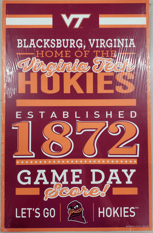 Virginia Tech Hokies Wood Sign 11x17 Established Date - ToylandEU