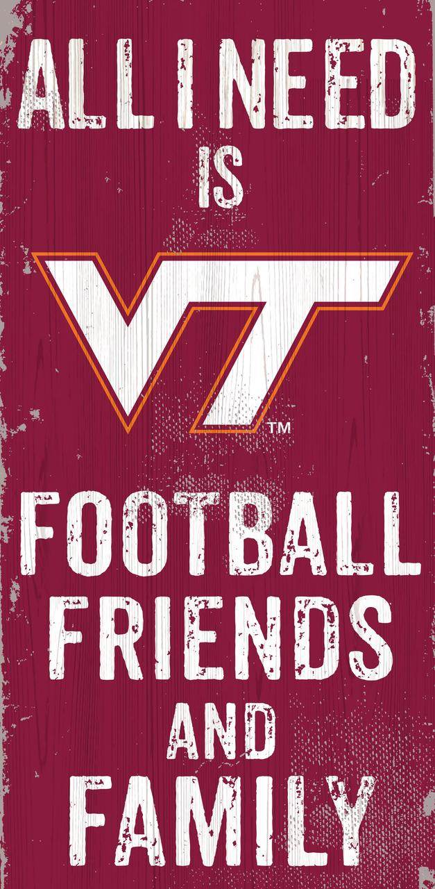 Virginia Tech Hokies Wood Sign 6x12 Football Friends Design - ToylandEU