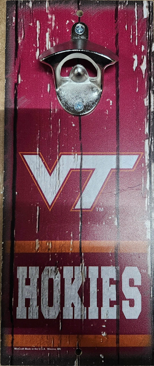 Virginia Tech Hokies Wood Sign With Bottle Opener 5x11 - ToylandEU