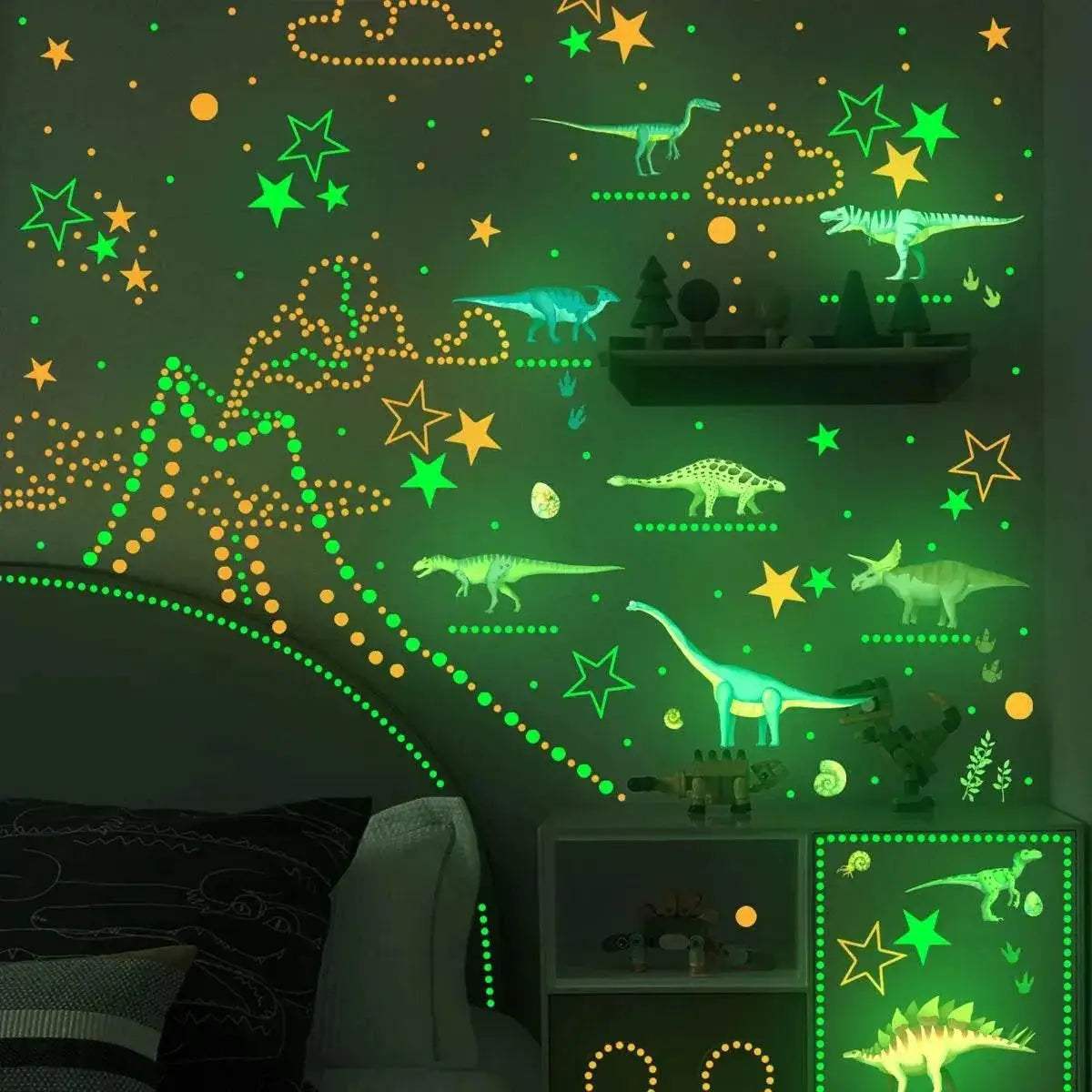  Vivid Glow In The Dark Dinosaur Wall Sticker Toyland EU -  ToylandEU™